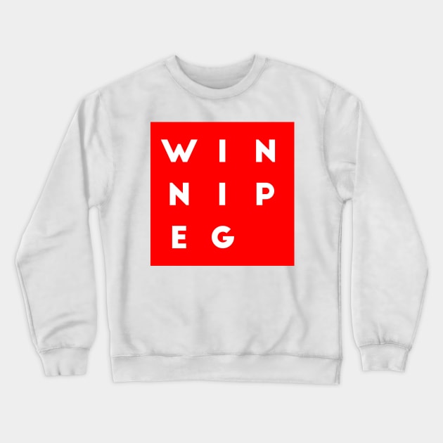 Winnipeg | Red square, white letters | Canada Crewneck Sweatshirt by Classical